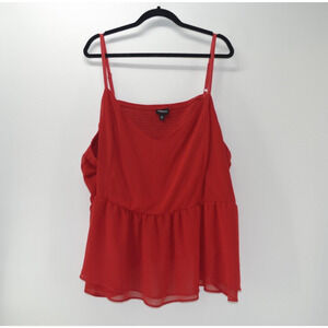 Torrid Women's Red Valentines Spaghetti Strap Tiered Ruffled Sheer Top Blouse